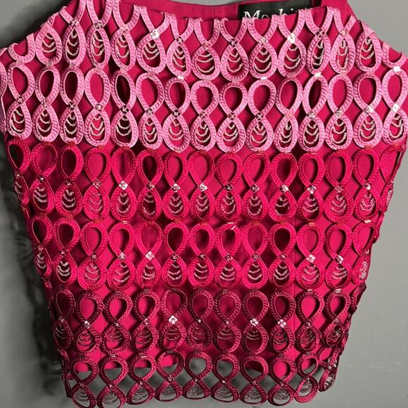 Moshita Couture Dark Pink Wide Strap Beaded Camisole Size 16 - Picture 2 of 10